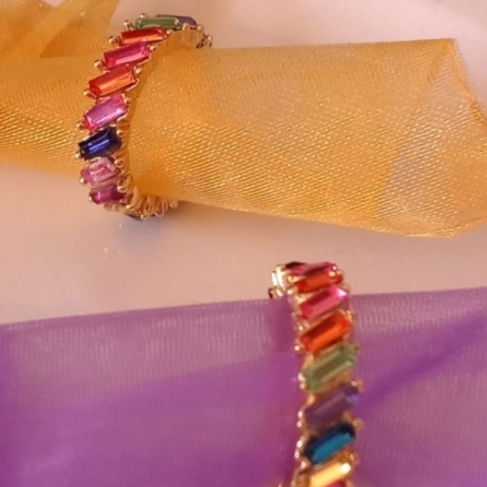 Elegant Ring size 7 gold plated rainbow